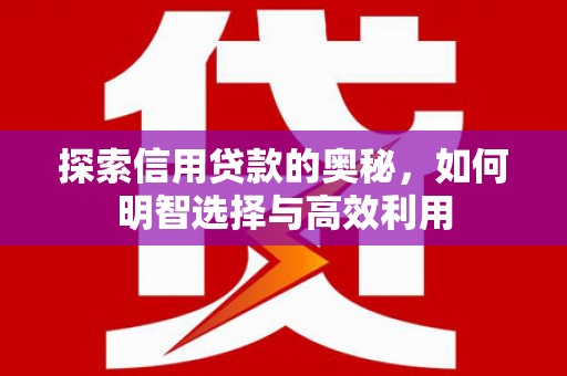 姑苏探索信用贷款的奥秘，如何明智选择与高效利用